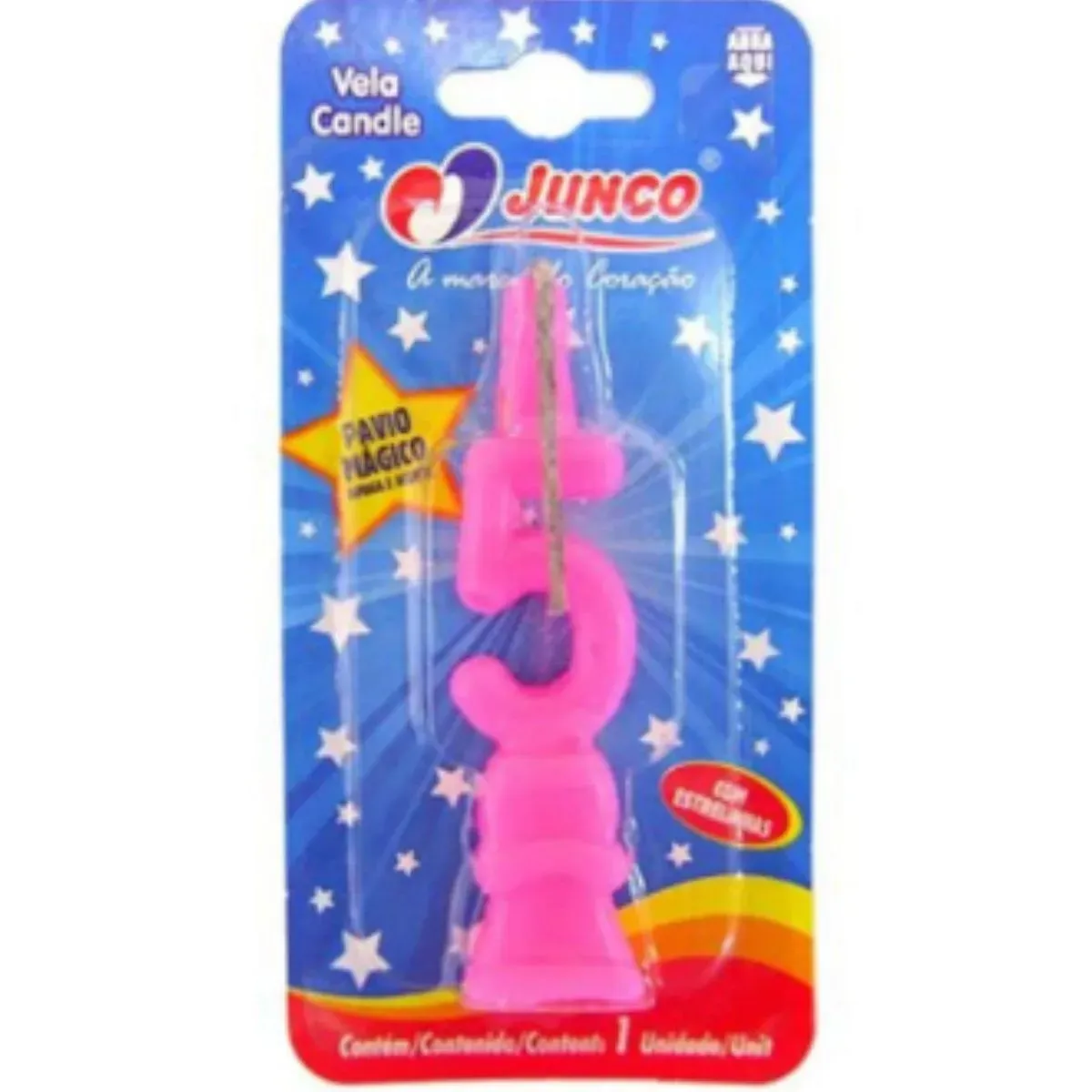 Vela De Aniversário Número 5 Rosa Junco UN