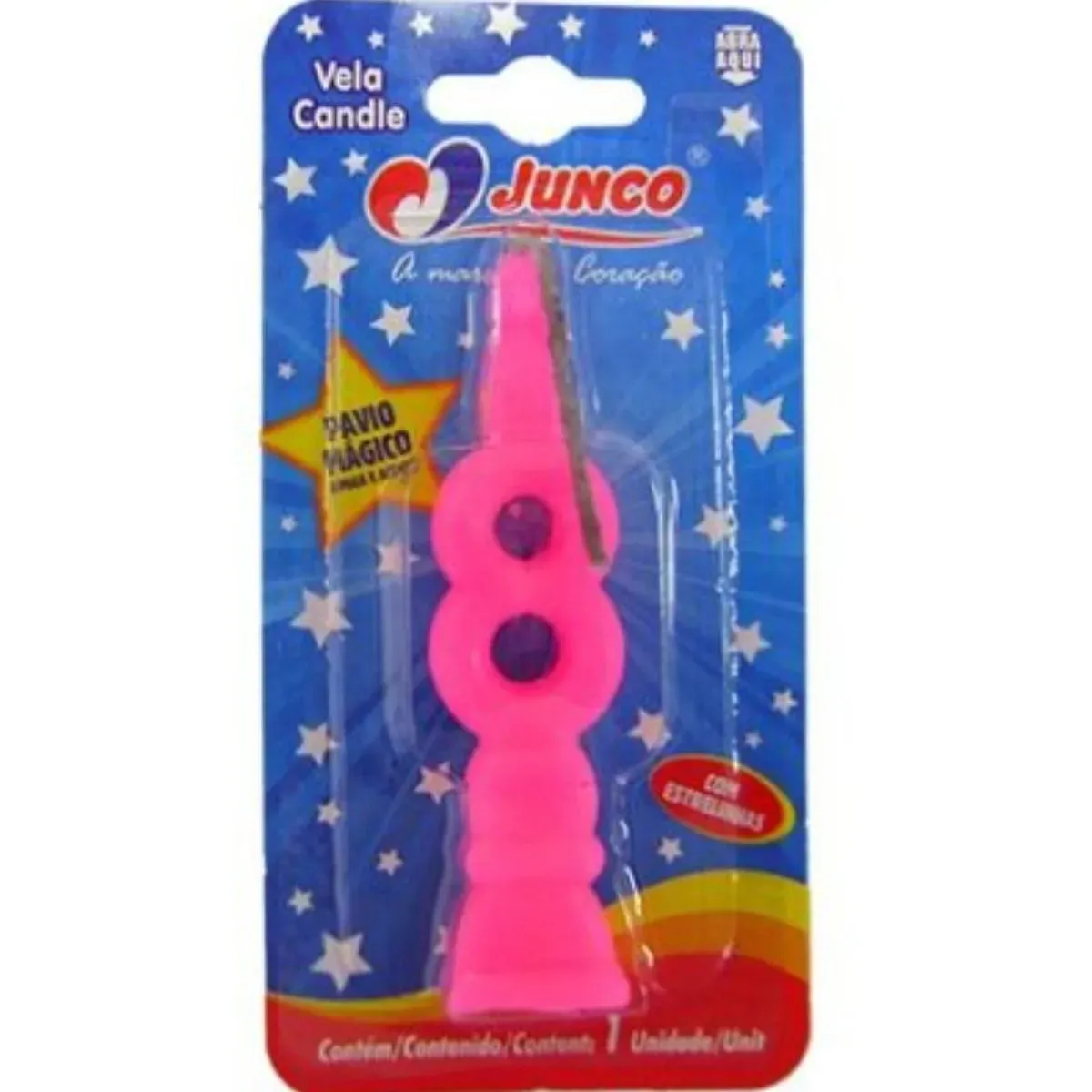 Vela De Aniversário Número 8 Rosa Junco UN