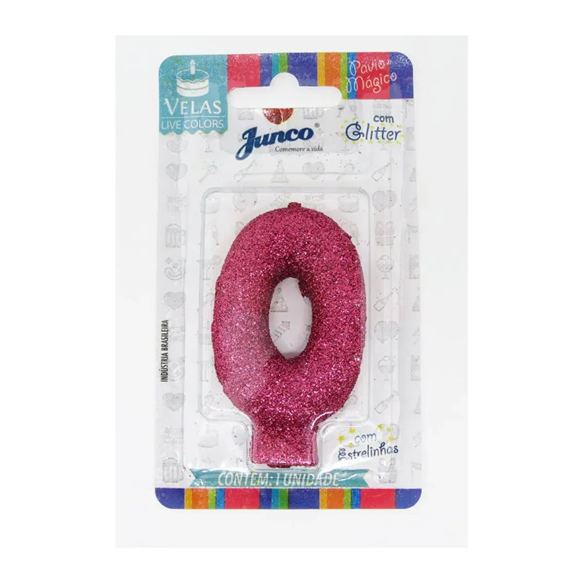 Vela Aniversário Live Colors Glitter N.0 Junco UN