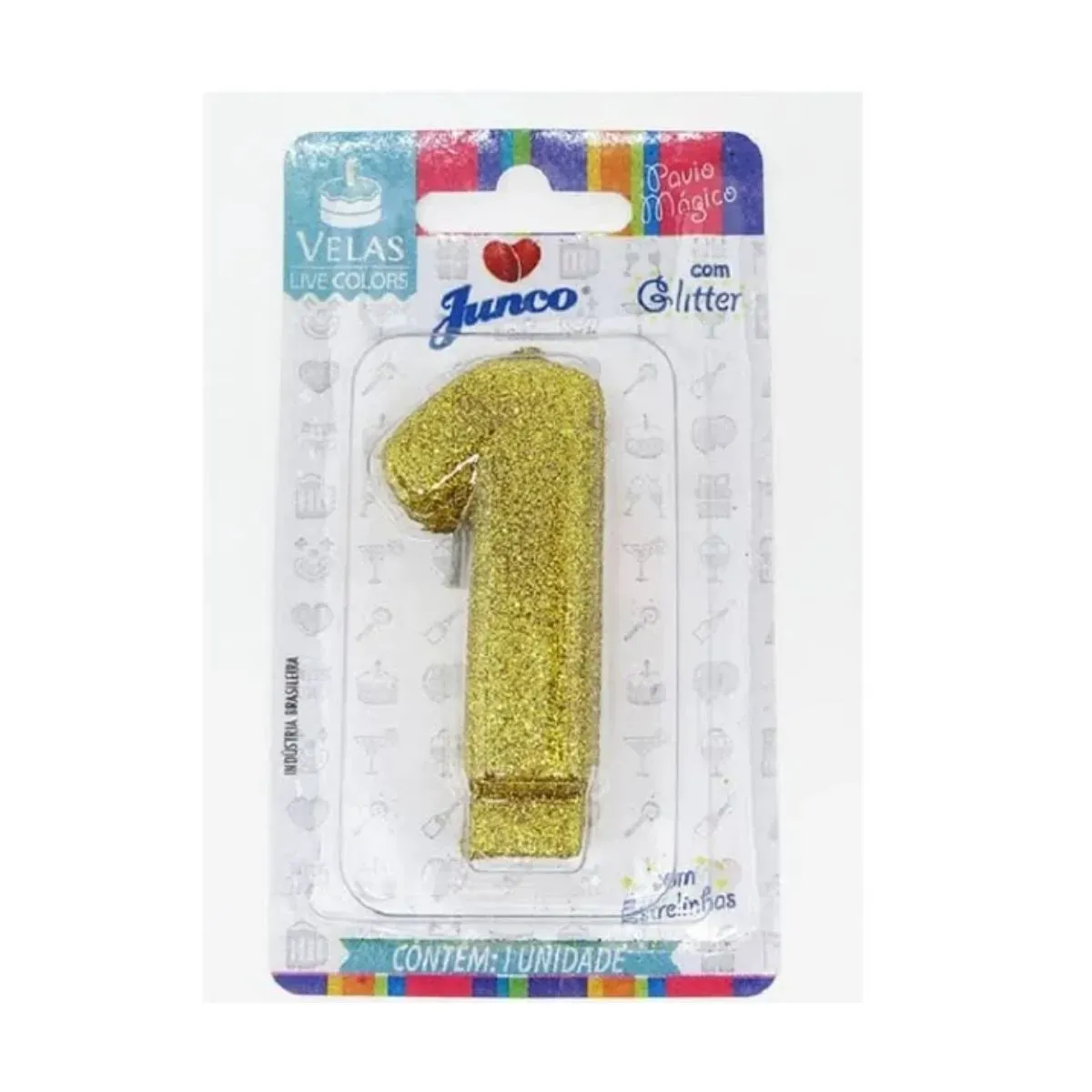 Vela Aniversário Live Colors Glitter N.1 Junco UN