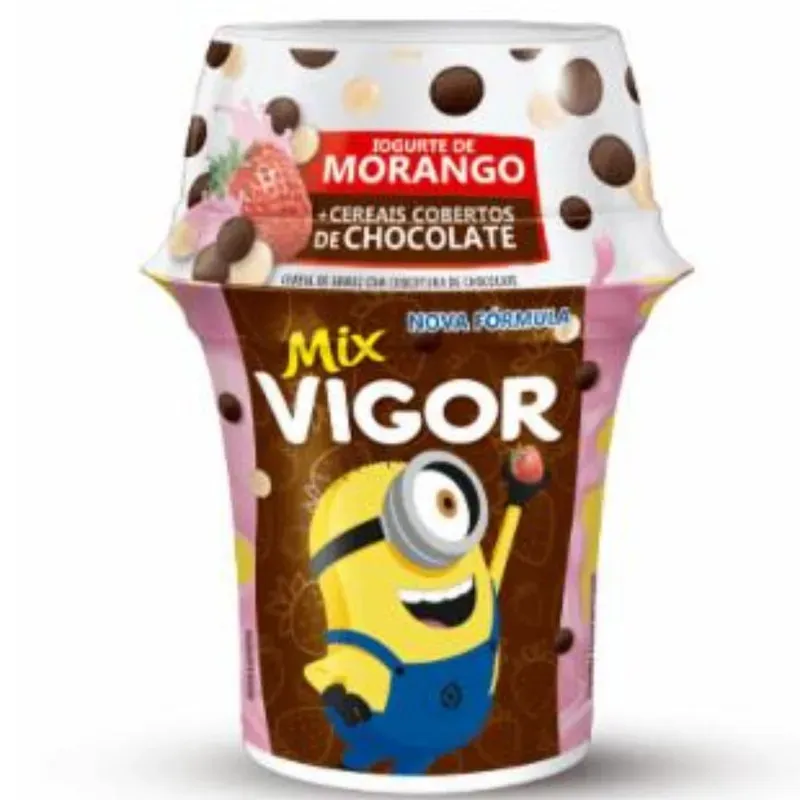 Iogurte Morango + Cereais Chocolate Mix Vigor 140G