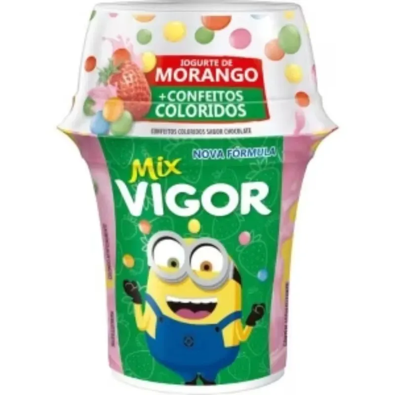 Iogurte Morango + Confeitos Coloridos Vigor 140G