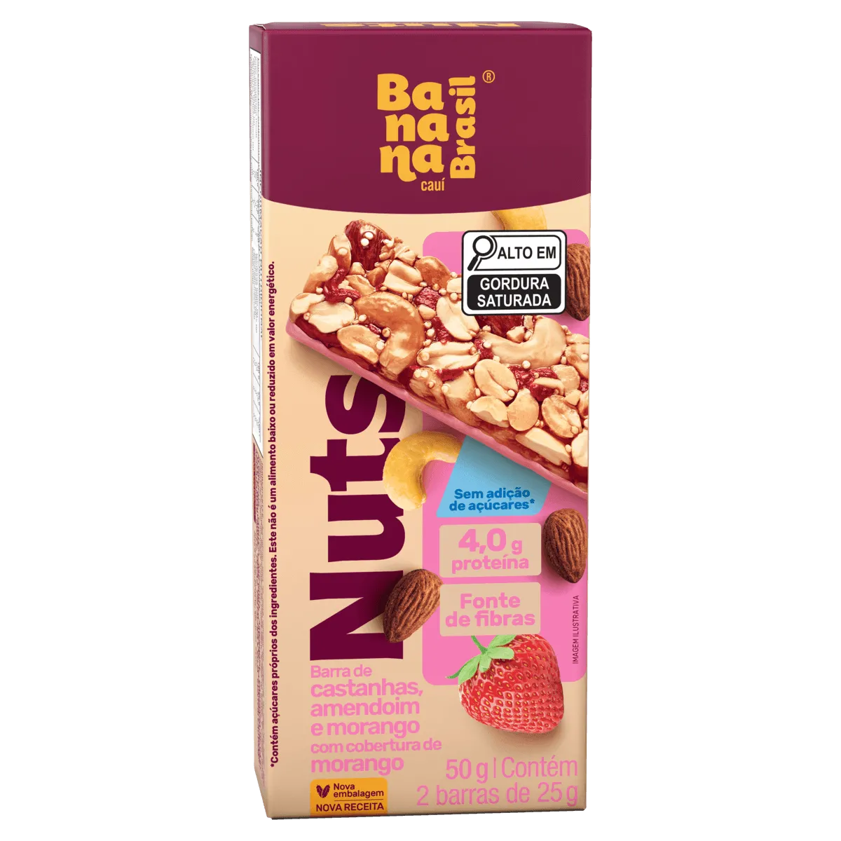 Barra Nuts Castanhas, Amendoim Morango 50G 2UN