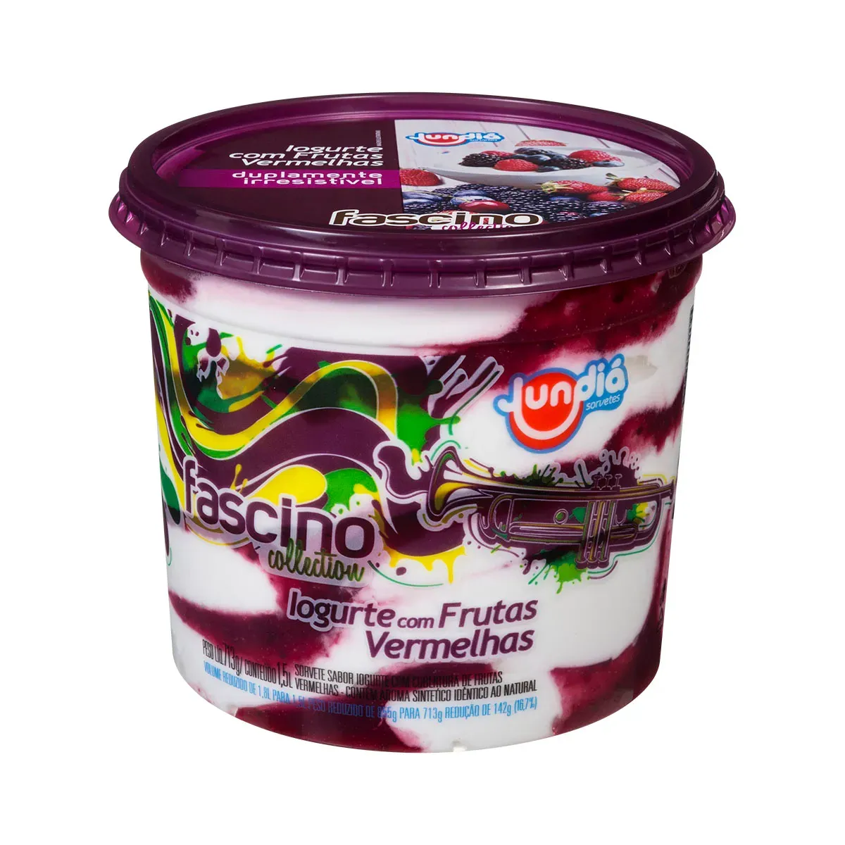 Sorvete Iogurte Frutas Vermelhas Jundiá 1,5L