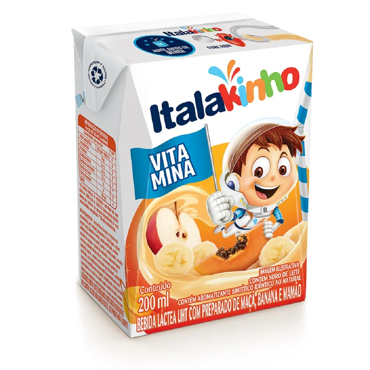 Bebida Láctea Italakinho Maçã Banana Mamão 200G