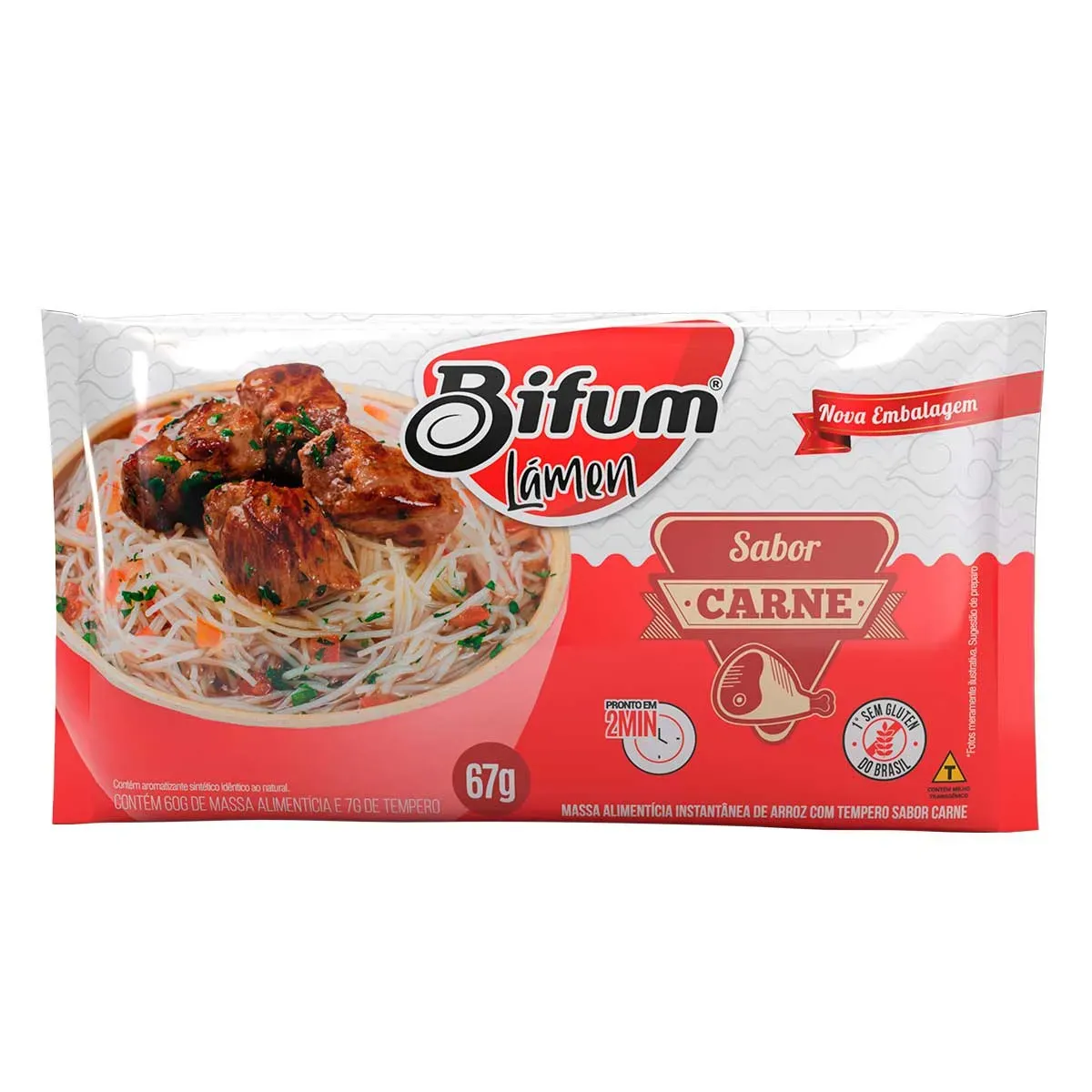 Macarrão Instantâneo a Base Arroz Bifum Carne 67G