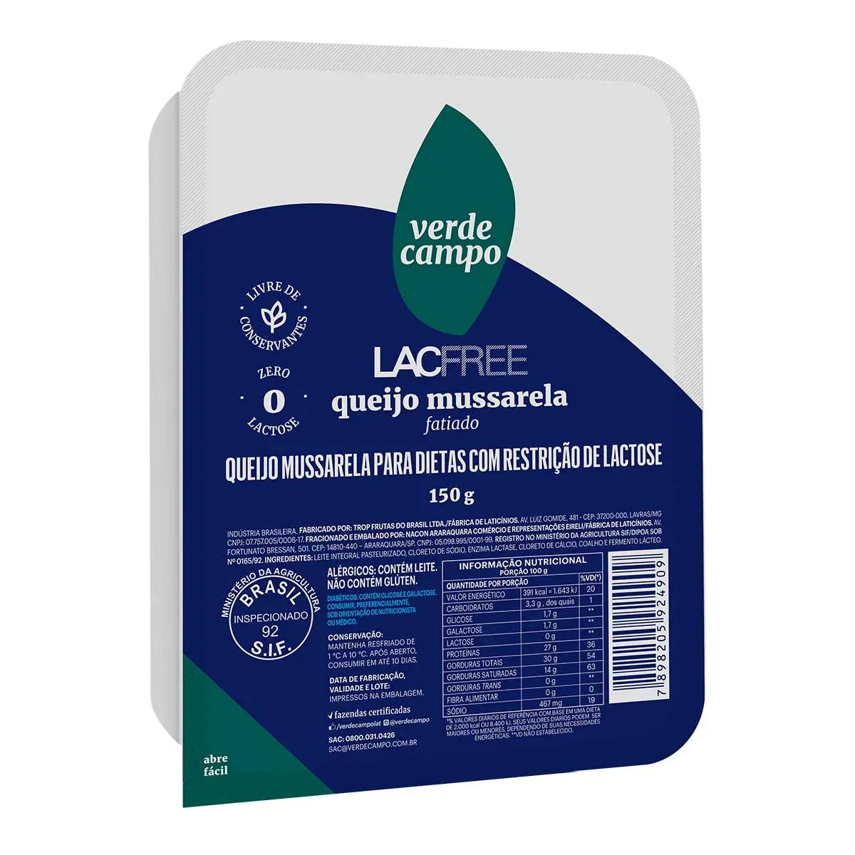 Queijo Mussarela Lacfree 150G
