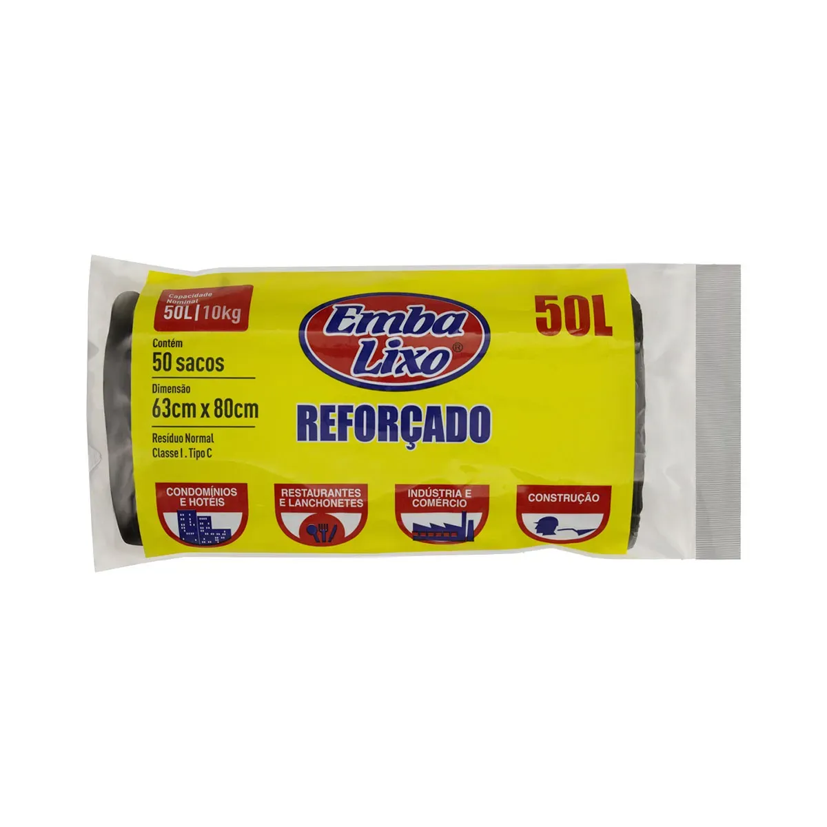Saco Plástico Lixo Reforçado Embalixo 50L 50UN