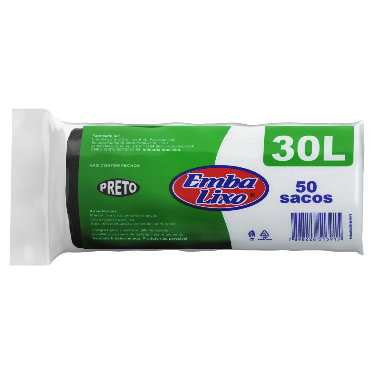Saco de Lixo Embalixo Preto 30L 50UN