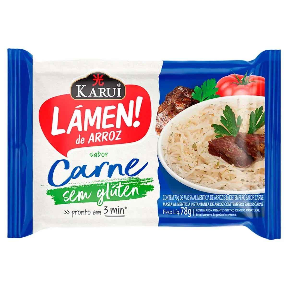 Macarrão Instantâneo Arroz Lámen Carne Karui 78G