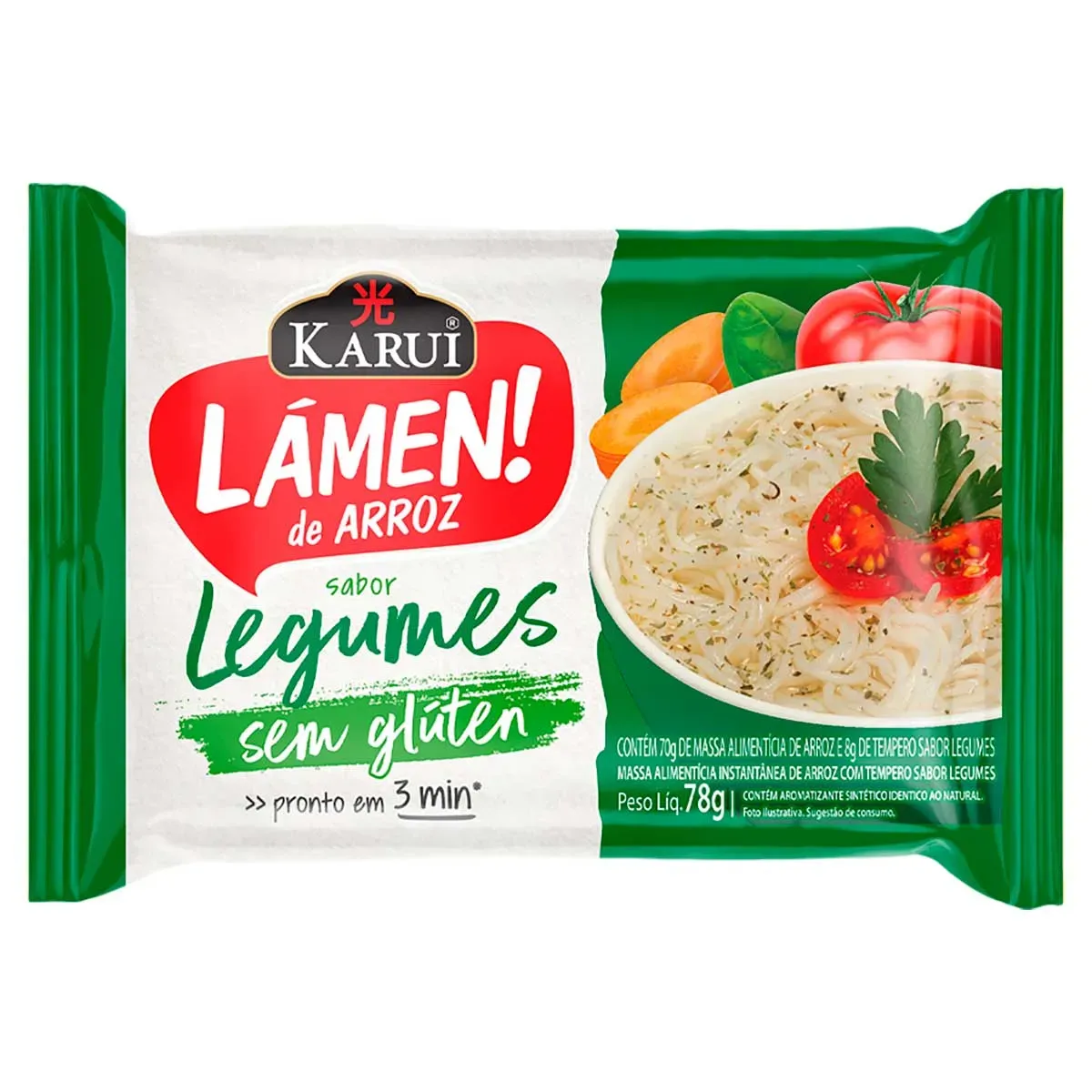 Macarrão Instantâneo Arroz Lámen Legumes Karui 78G