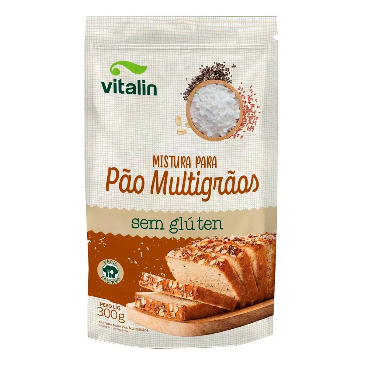 Mistura Pão Integral sem Glúten Vitalin 300G