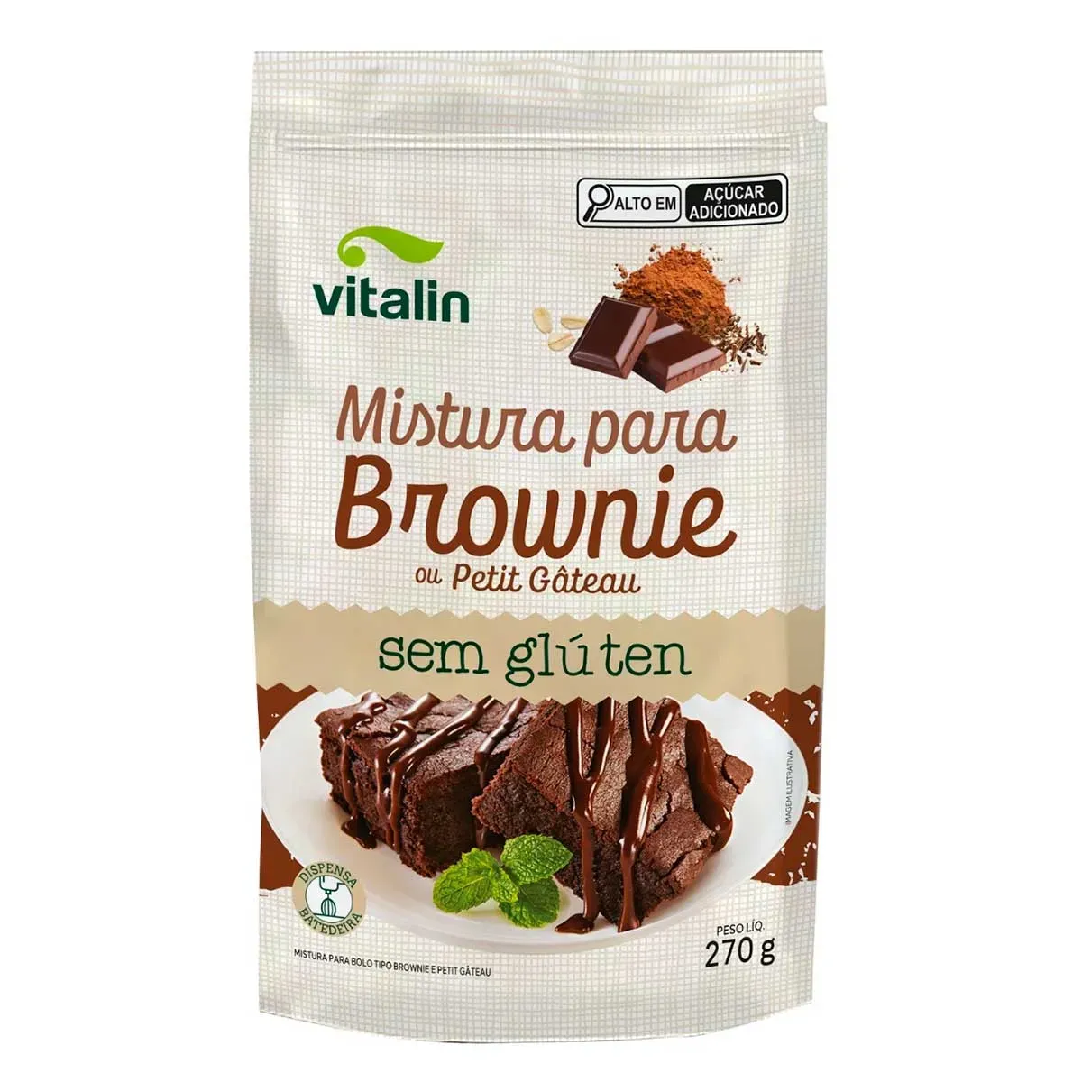 Mistura Bolo Brownie Integral sem Vitalin 270G