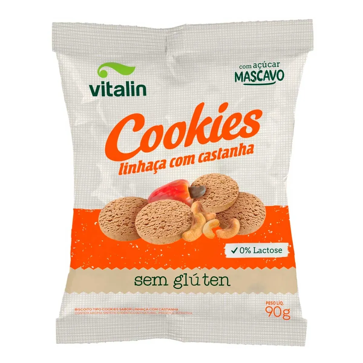 Biscoito Cookie Açúcar Mascavo Vegano Vitalin 90G
