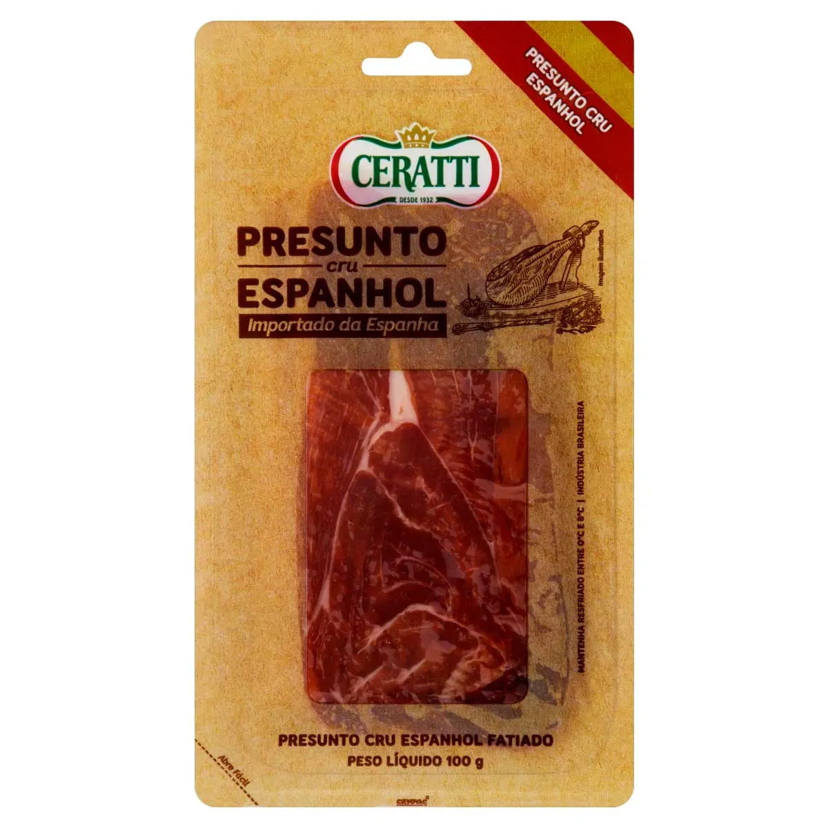 Presunto Cru Espanhol Fatiado Ceratti 100G