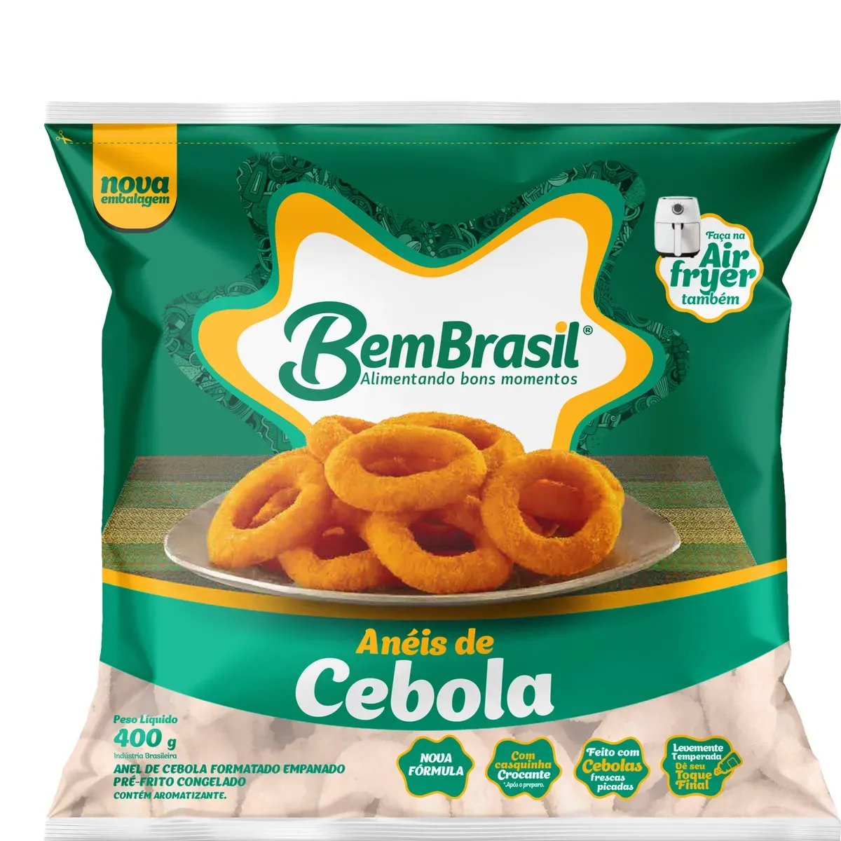 Anéis Cebola Empanados Pré-Fritos Bem Brasil 400G