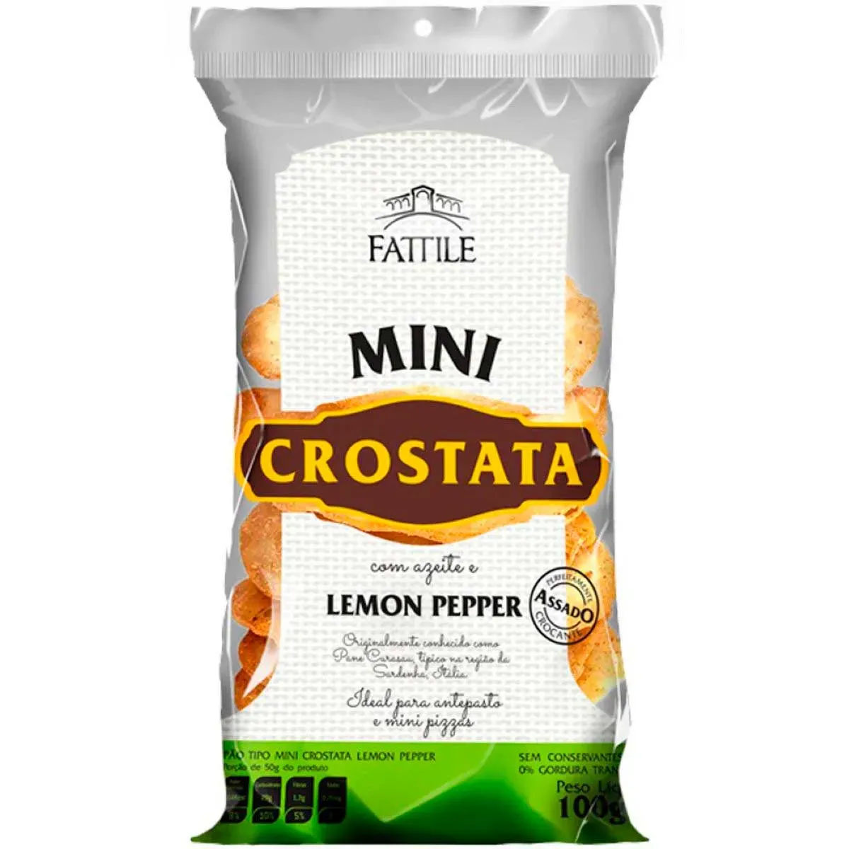 Pão Tipo Mini Crostata Lemon Pepper Fattile 100G