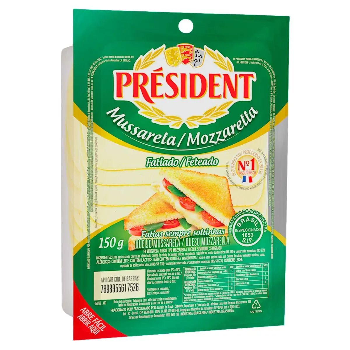 Queijo Mussarela Fatiado Président 150G