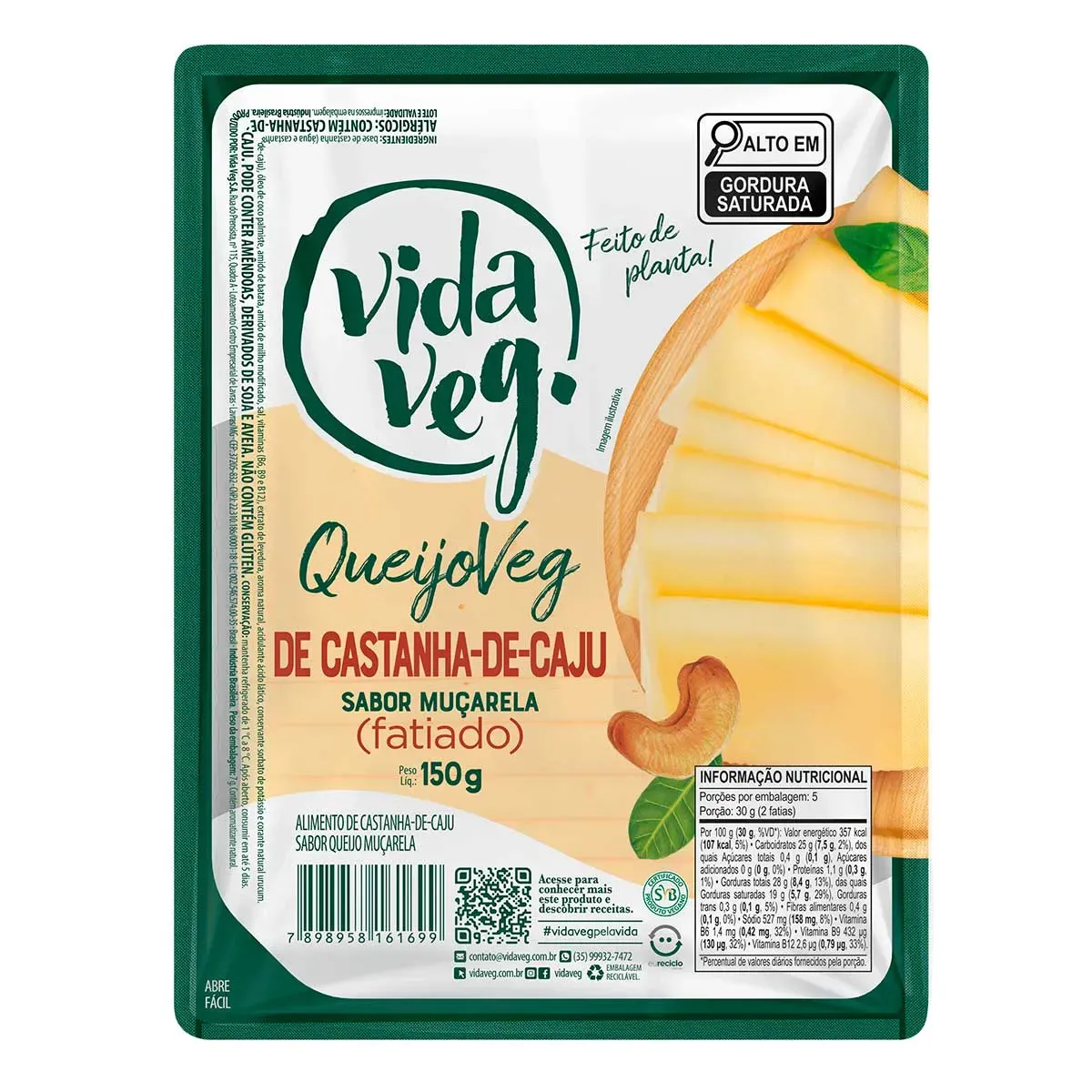 Queijo Mussarela Vegano Castanha Caju Vida 150G