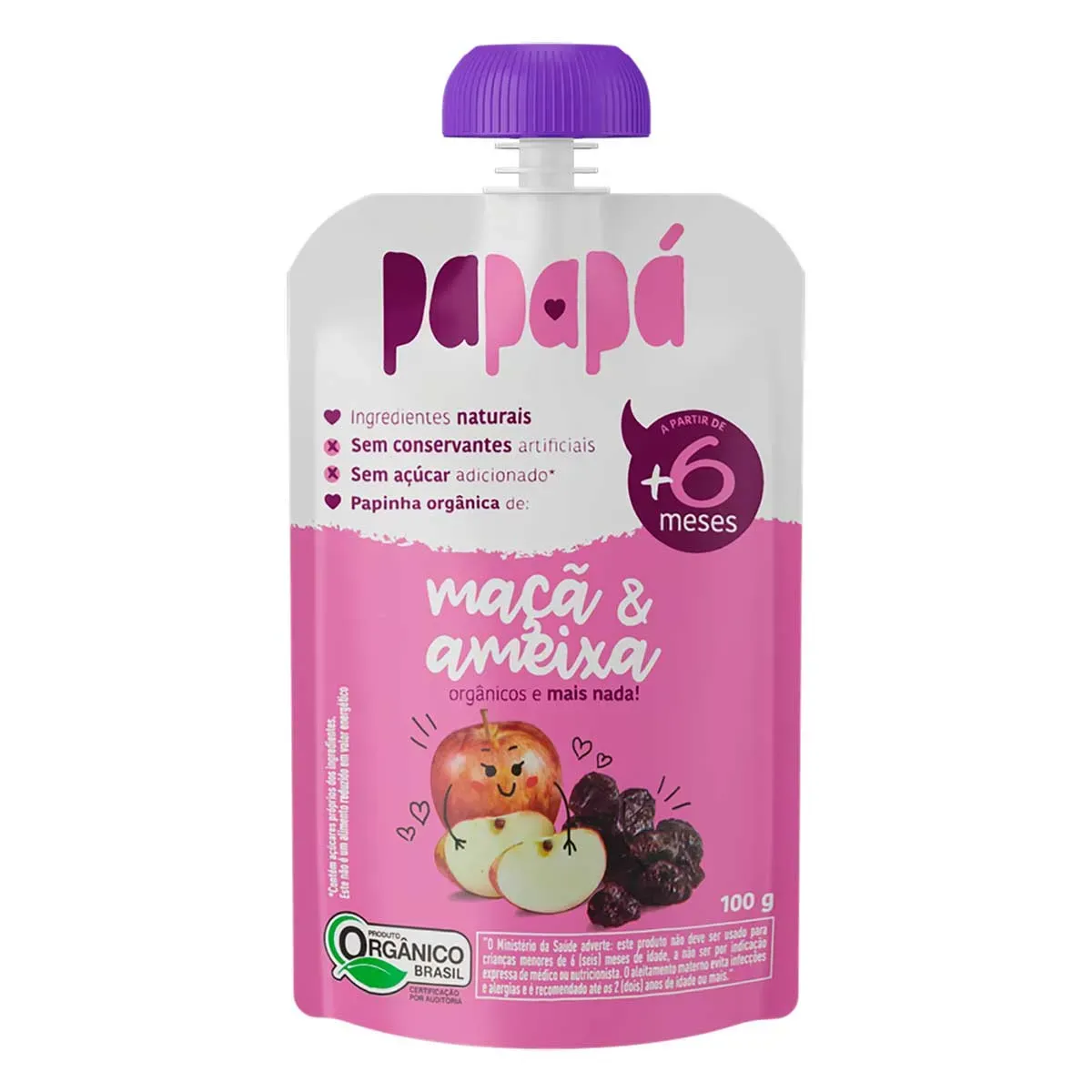 Papinha Orgânica Maçã e Ameixa Papapa 100G