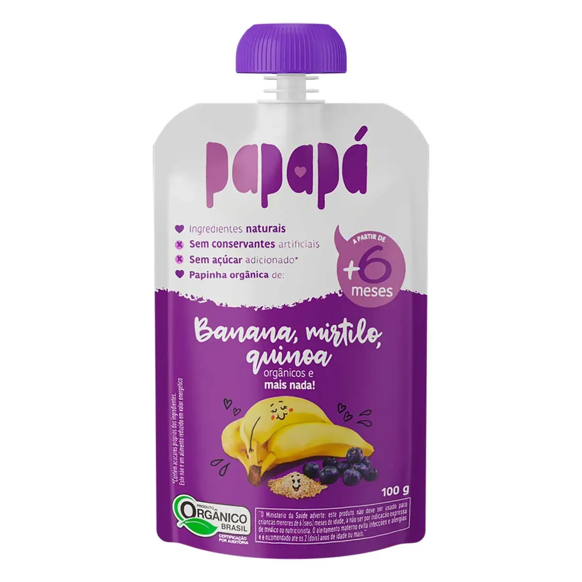 Papinha Orgânica Banana, Mirtilo Quinoa 100G