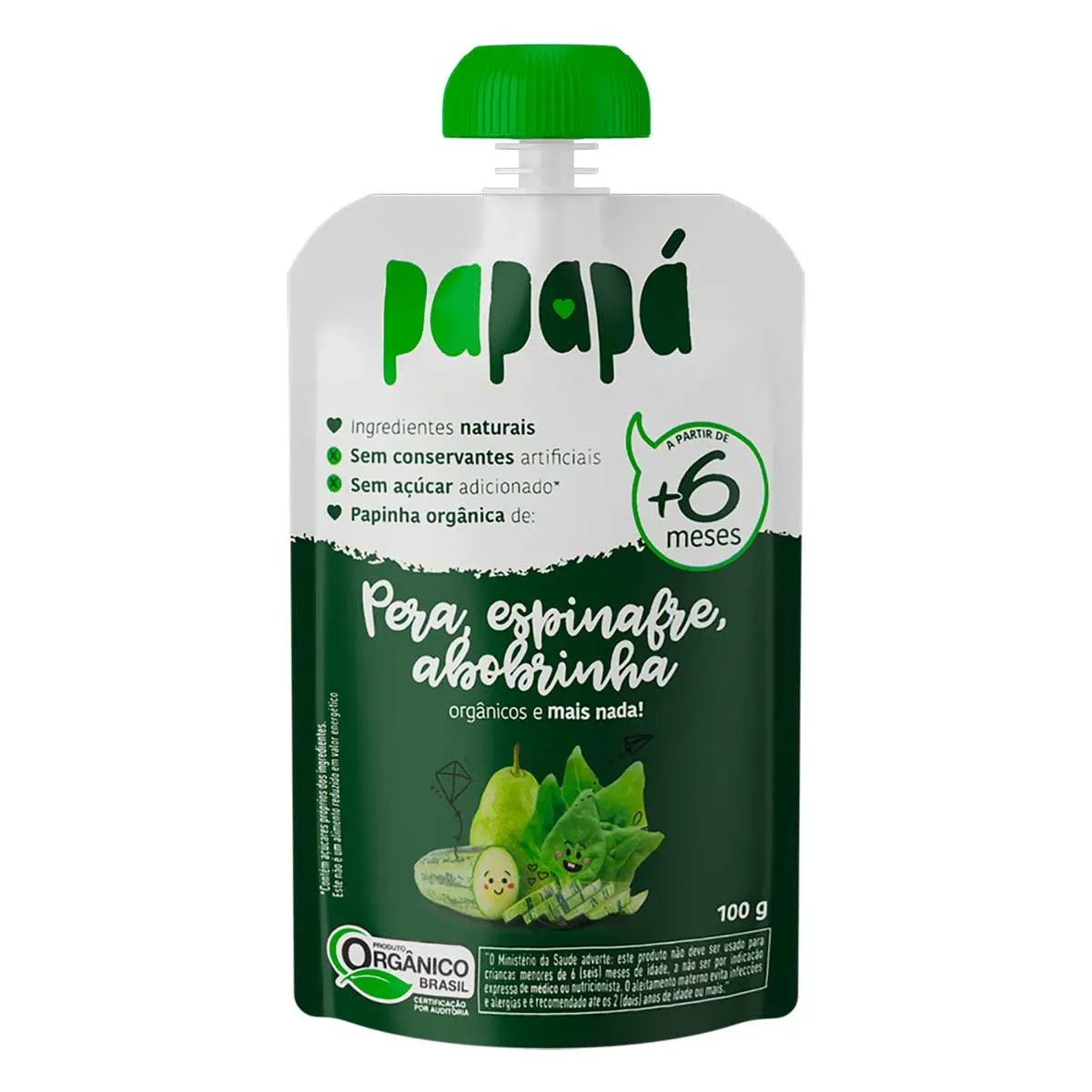 Papinha Orgânica Pera, Espinafre Abobrinha 100G