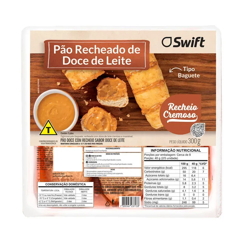 Pão Recheado Doce De Leite Swift 300G