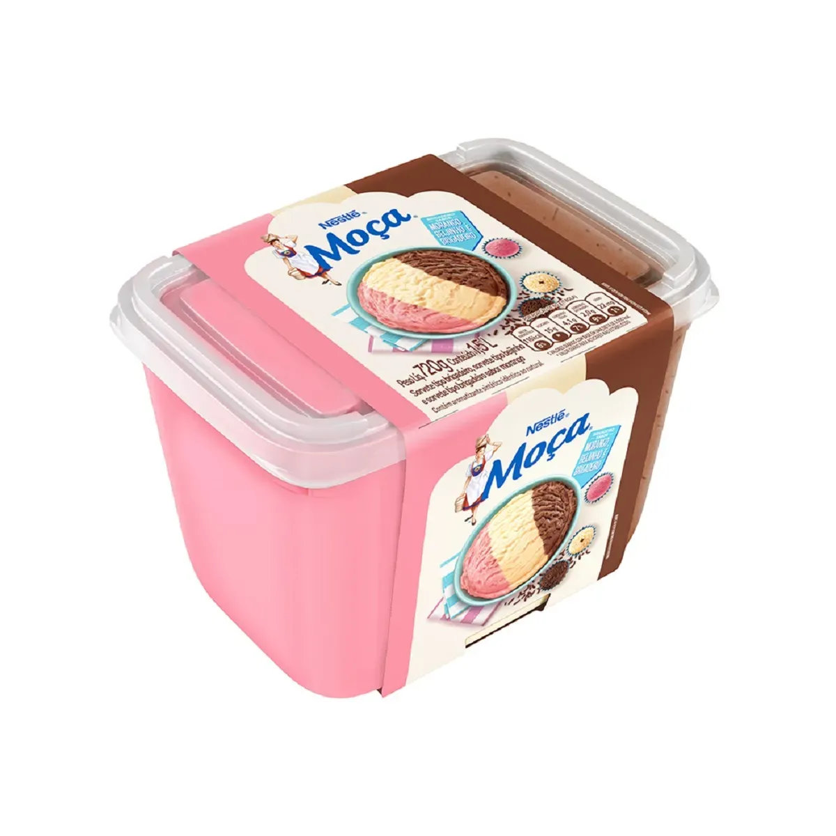 Sorvete Morango, Beijinho Brigadeiro Moça 1,5L