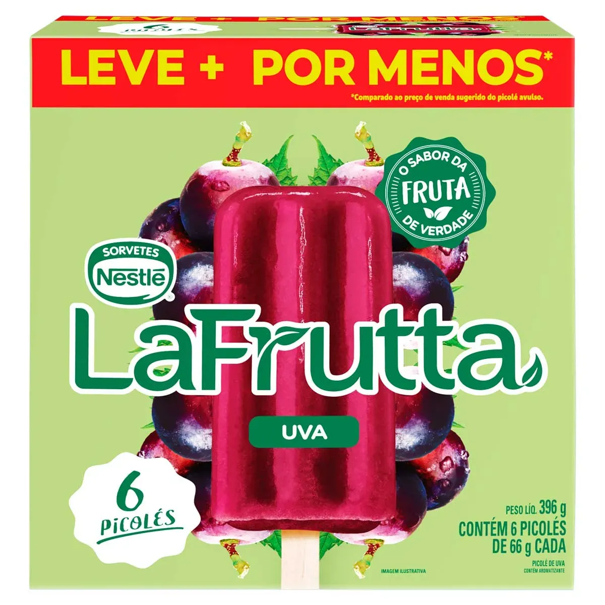 Picolé Uva La Frutta 396G 6UN