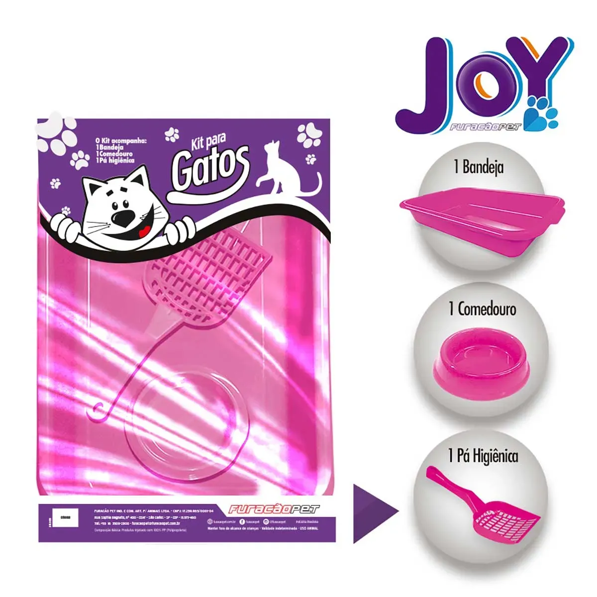 Kit para Gatos Rosa Furacão 3 Peças UN