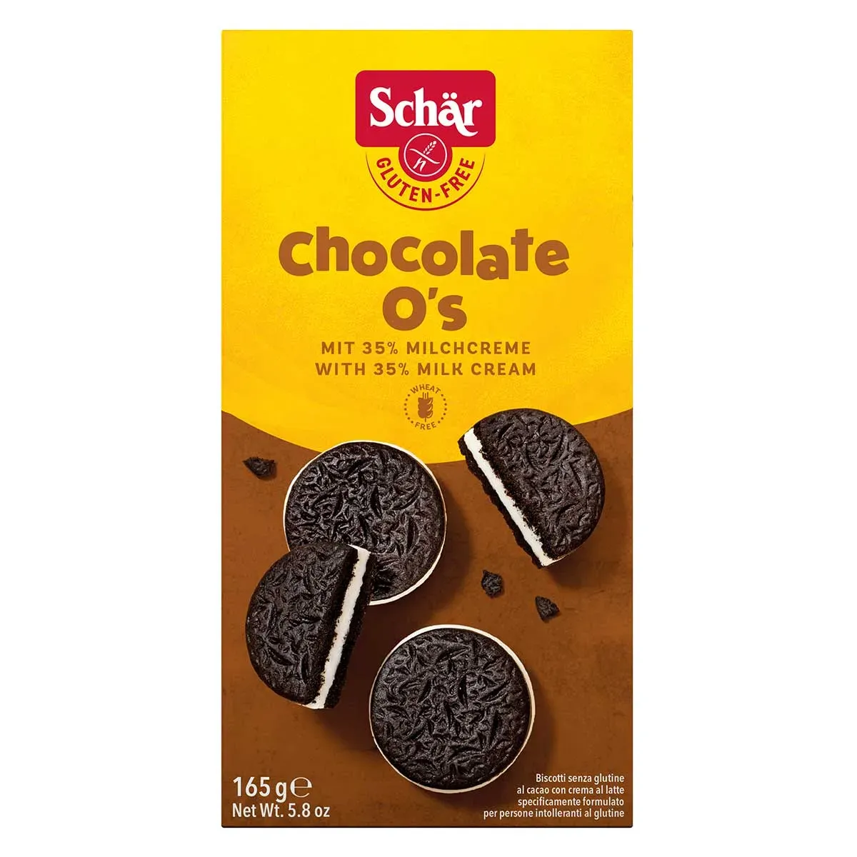 Biscoito Chocolate Recheado Creme Leite Schar 165G