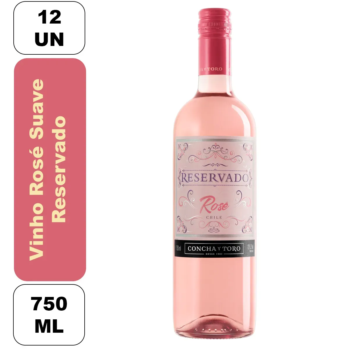 Kit Vinho Rosé Suave com 750ML 12UN