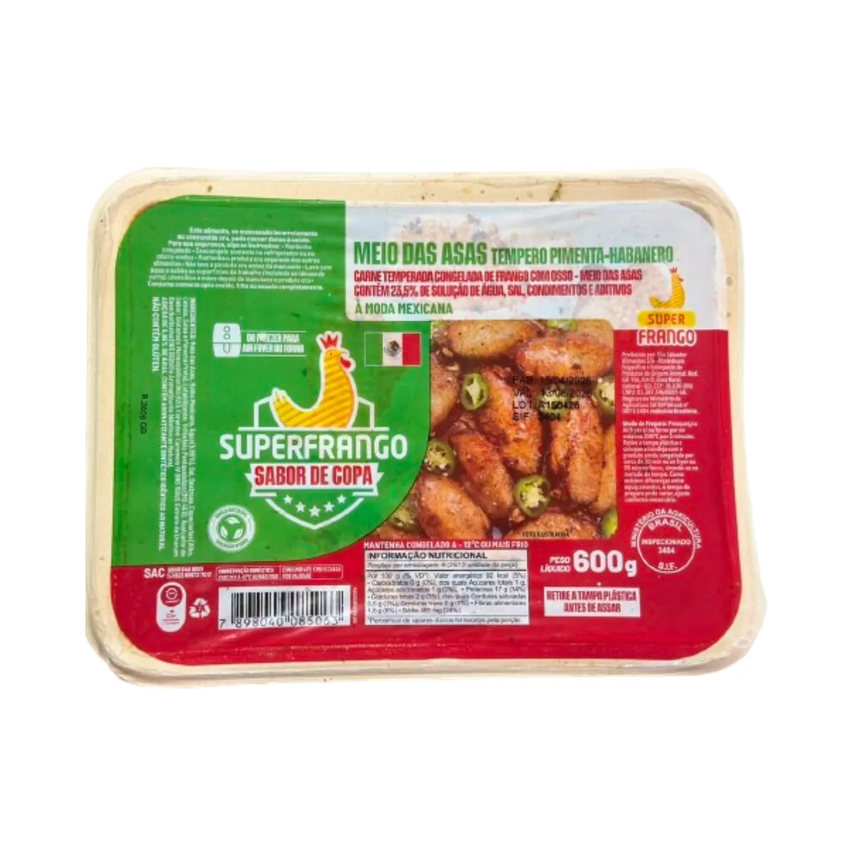 Meio Da Asa Super Frango Tempero México 600G