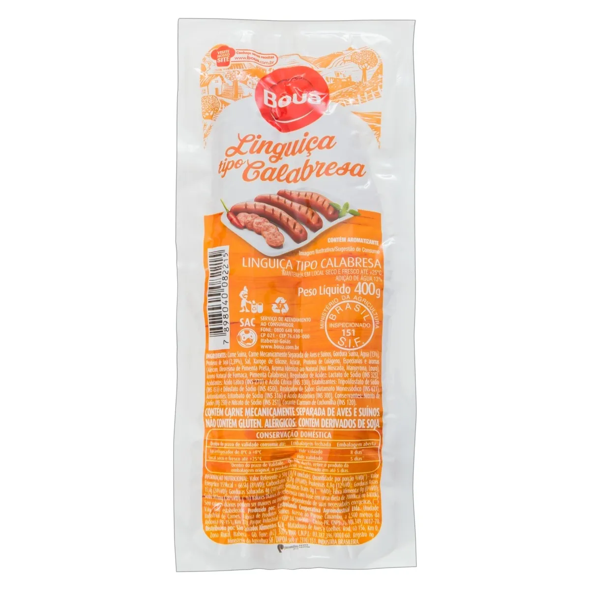 Linguiça Calabresa Boua 400G