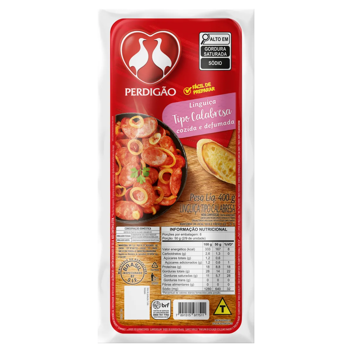 Linguiça Calabresa Cozida e Perdigão 400G
