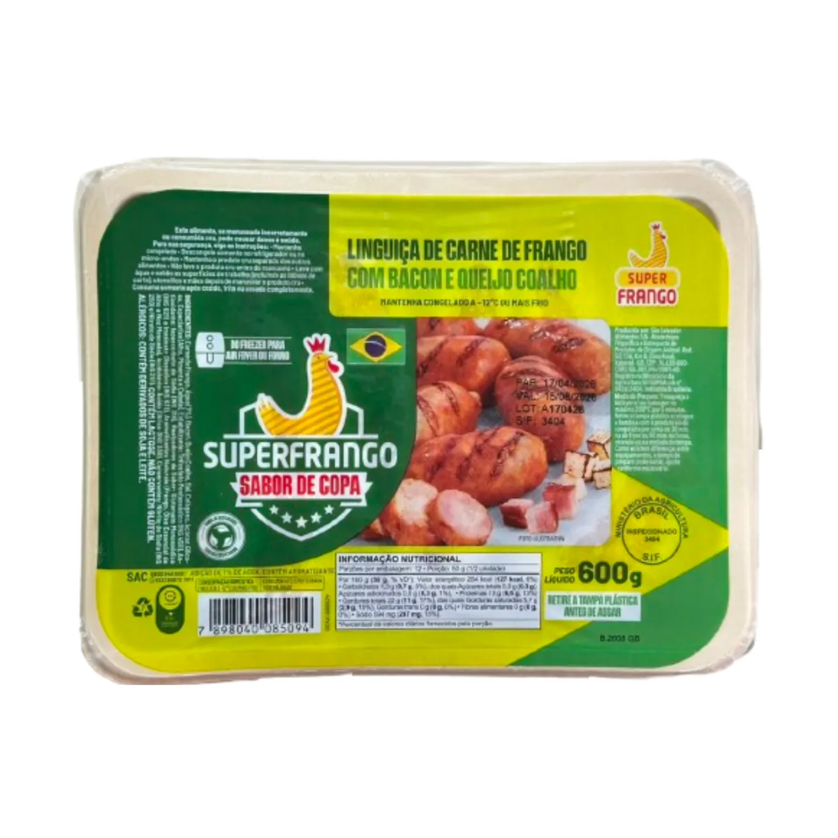 Linguiça Seleção Queijo Bacon Super Frango 600G