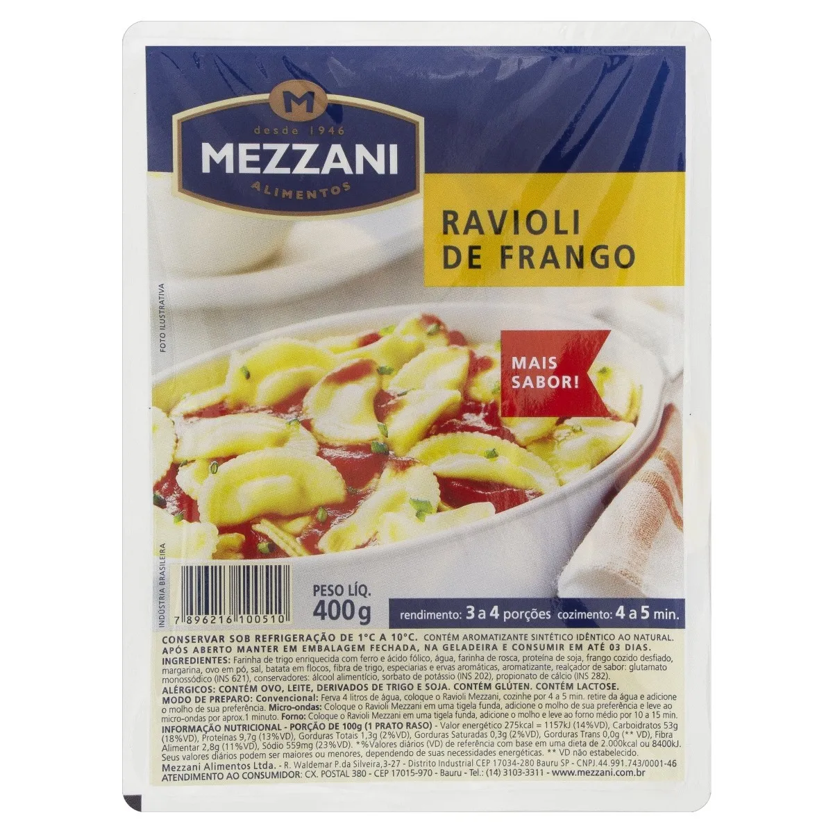Ravióli Frango Mezzani 400G