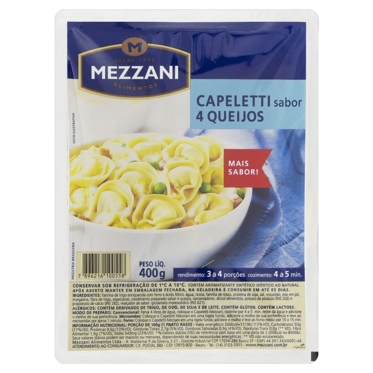 Capeletti 4 Queijos Mezzani 400G