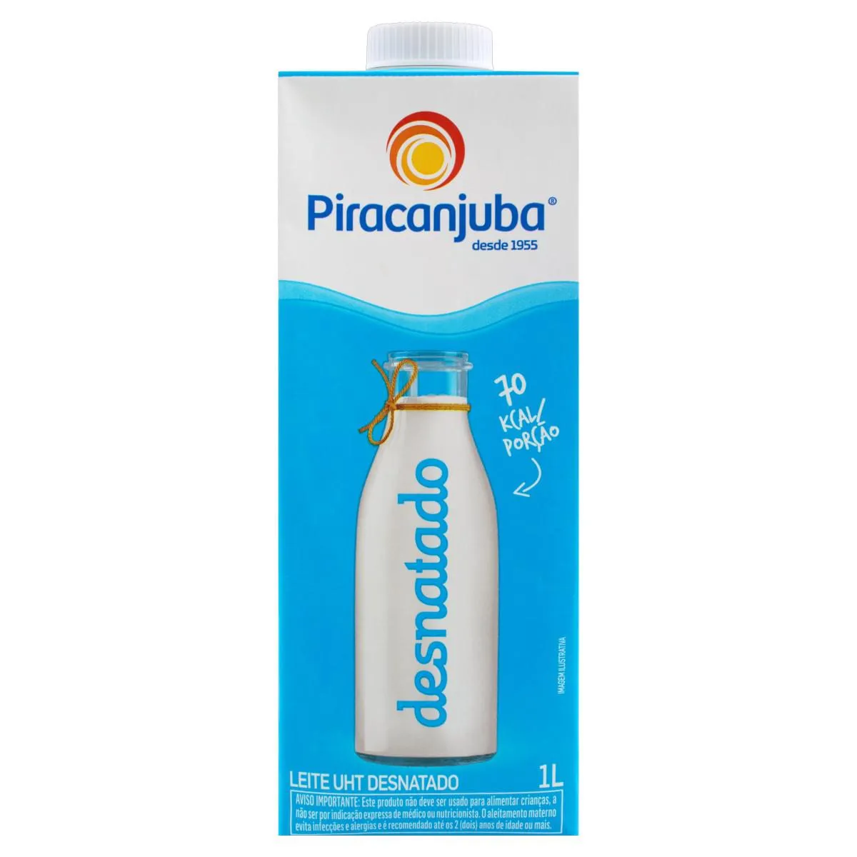 Leite UHT Desnatado com Tampa Piracanjuba 1L