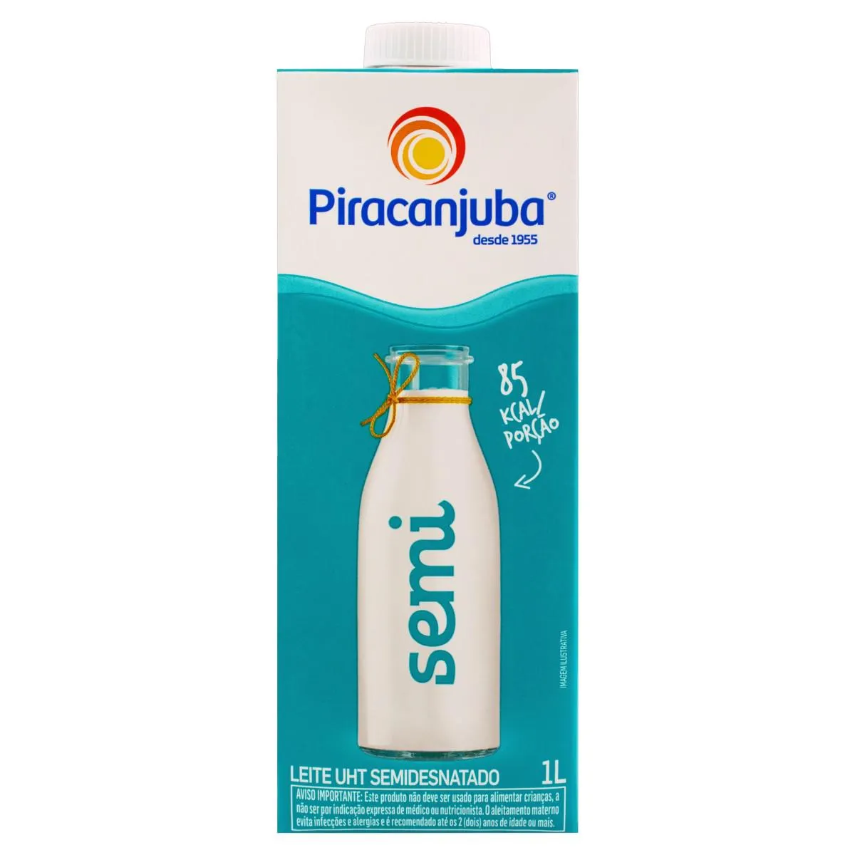Leite UHT Semidesnatado com Tampa Piracanjuba 1L