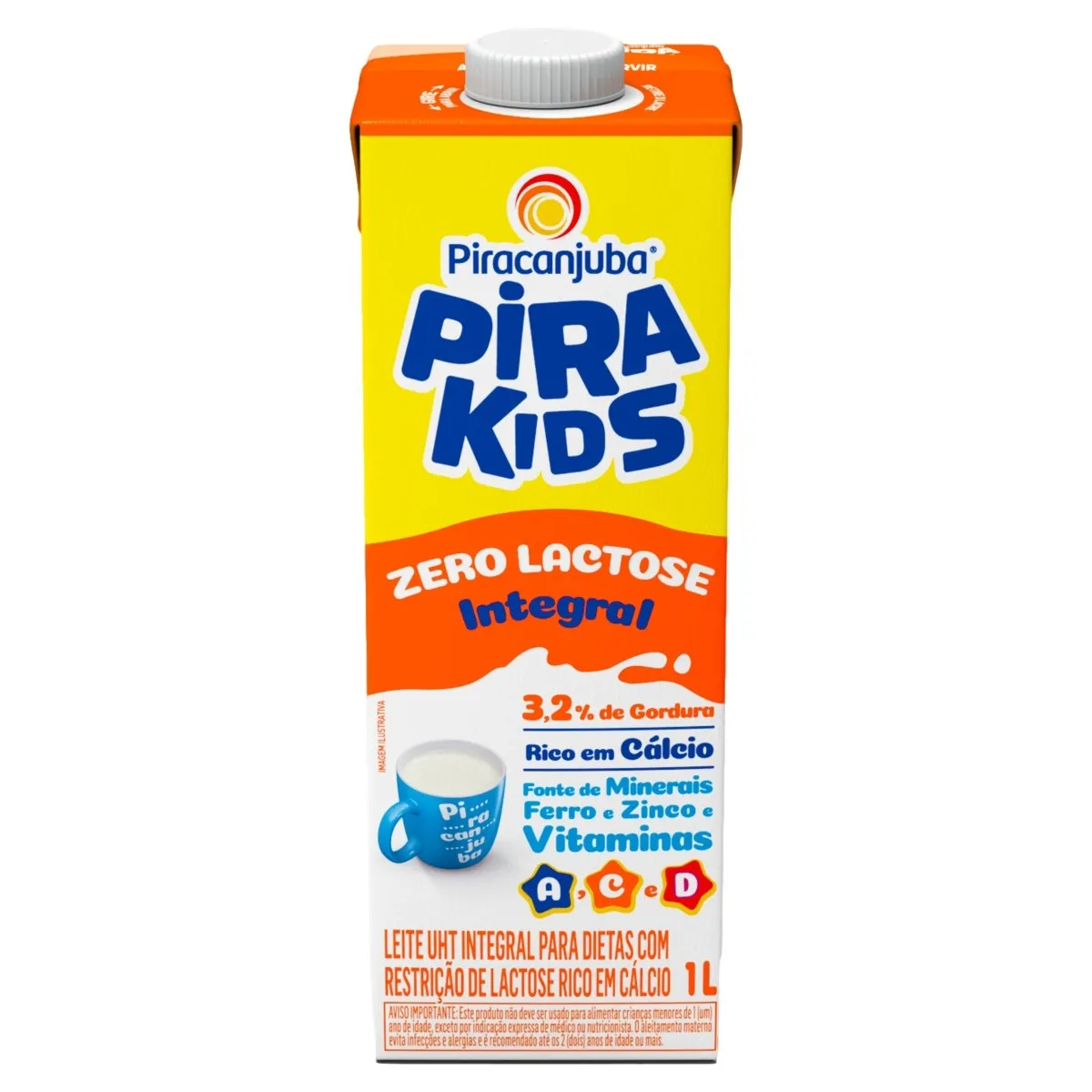 Leite UHT Integral Zero Lactose Pirakids Tampa 1L