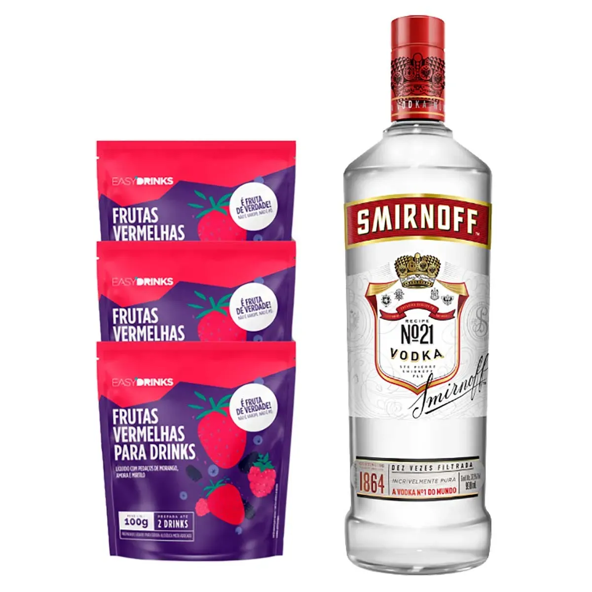 Smirnoff + 3 Frutas Vermelhas Easy Drinks 998ML
