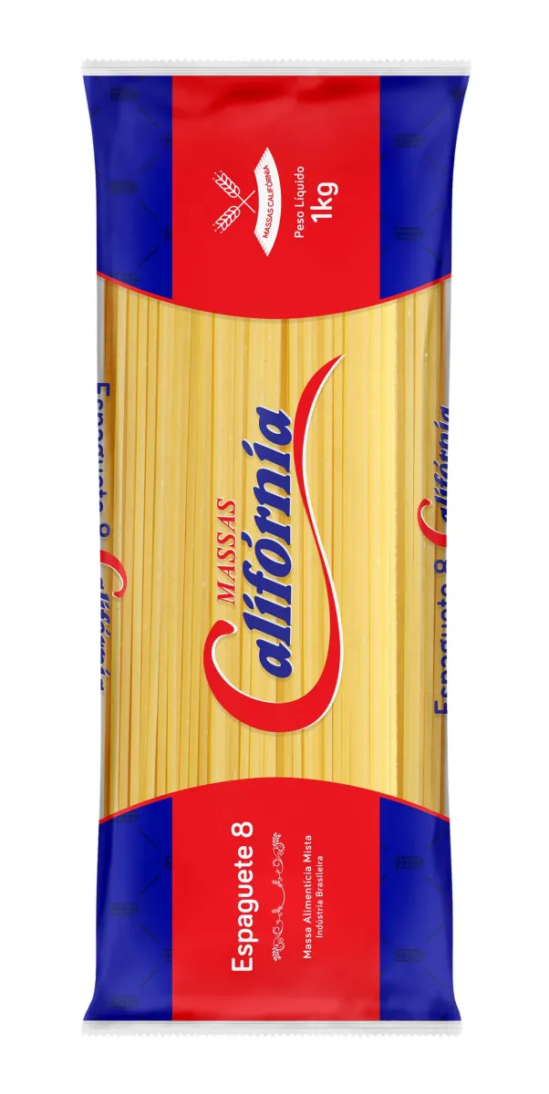 Macarrão Califórnia Espaguete 8 Sêmola 1KG