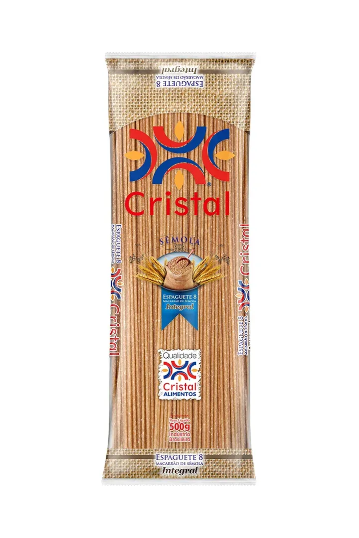 Macarrão Integral Sêmola Espaguete 8 Cristal 500G