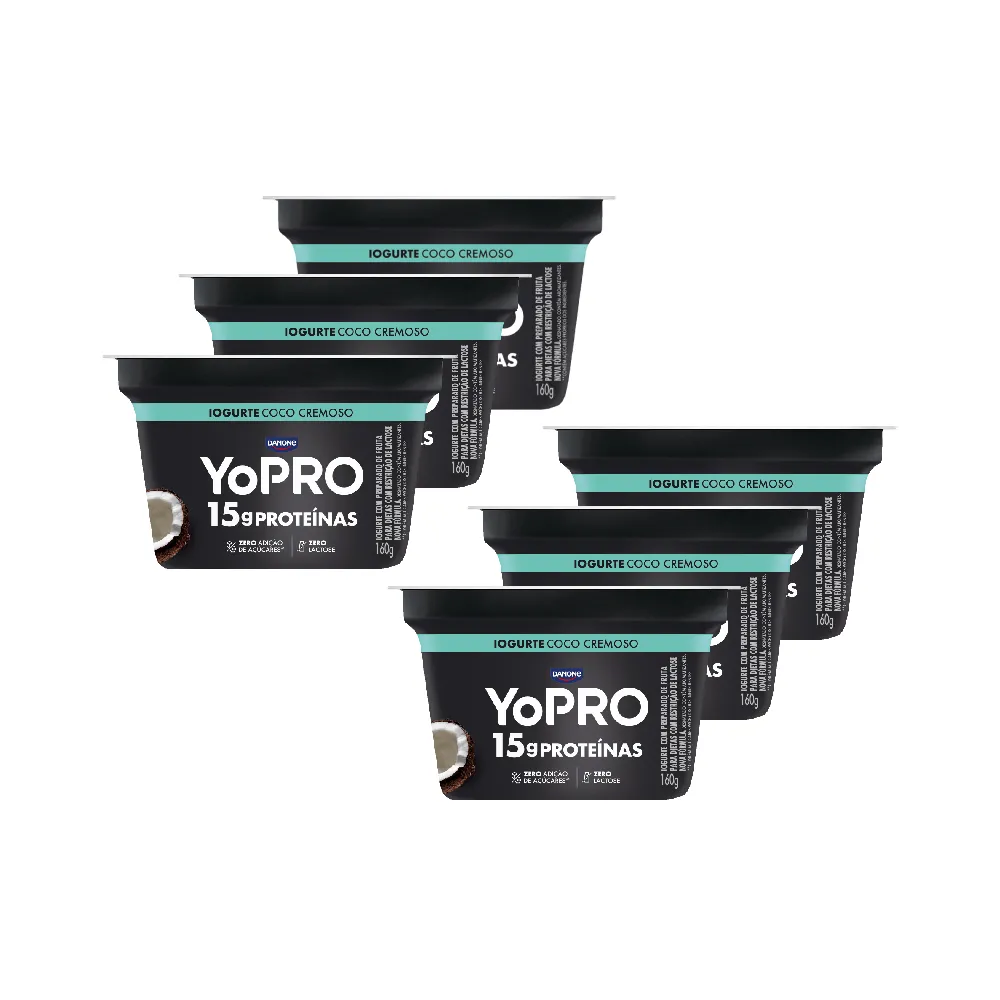 Iogurte Desnatado Zero Lactose Yopro Coco 160G 6UN