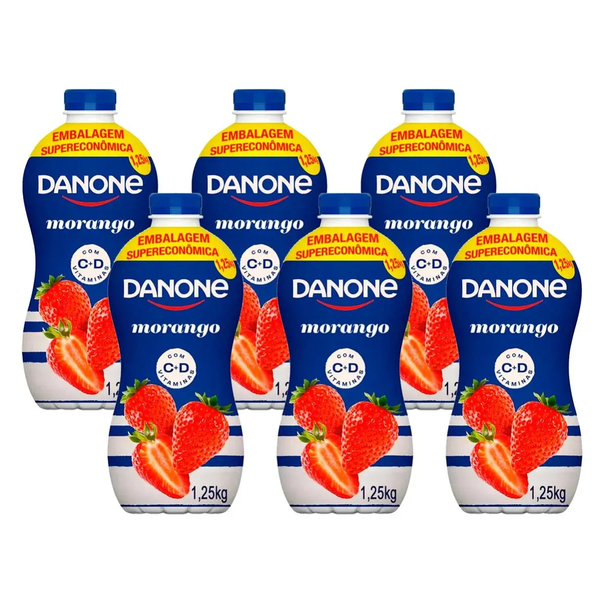 Kit Iogurte Liquido Danone Morango 1,25KG 6UN