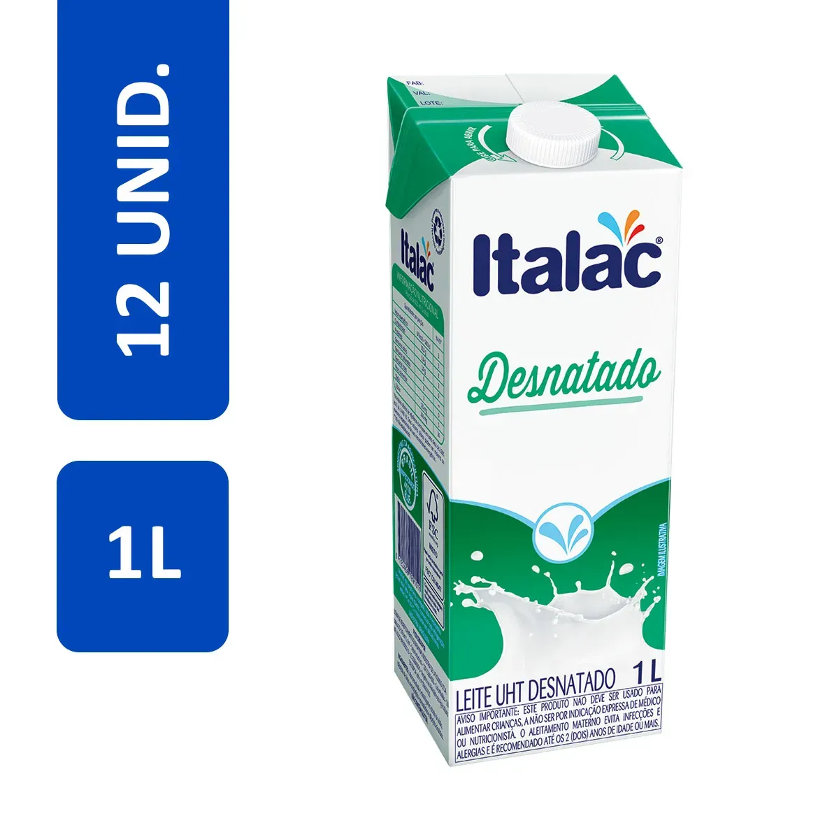 Leite Desnatado 1 Litro Italac 12UN