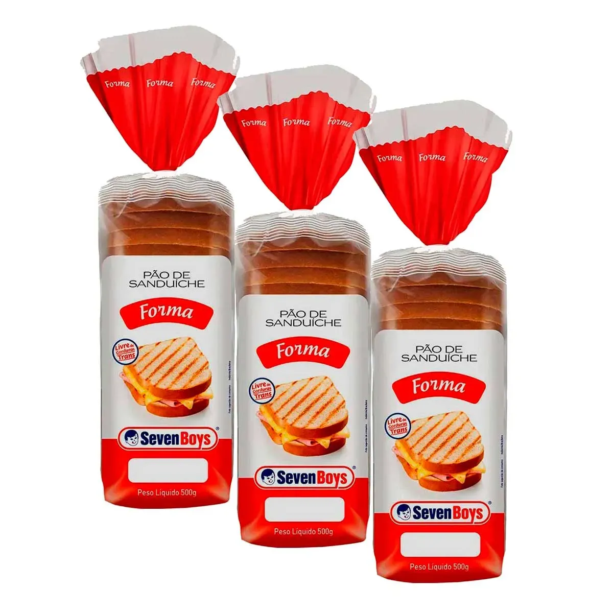 Kit Pão de Forma Seven Boys 450G 3UN