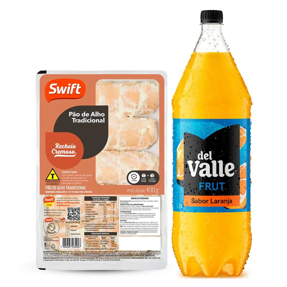 Kit Del Vale Frut Laranja + Pão Alho Bag 1,5L