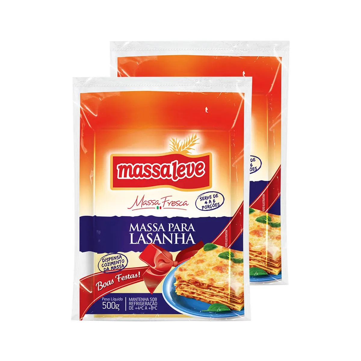 Massa Fresca para Lasanha Massa Leve 500G 2UN